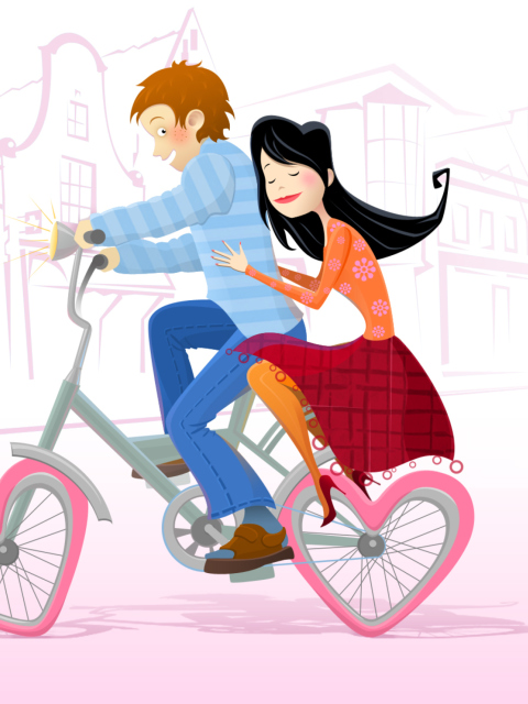 Fondo de pantalla Couple On A Bicycle 480x640