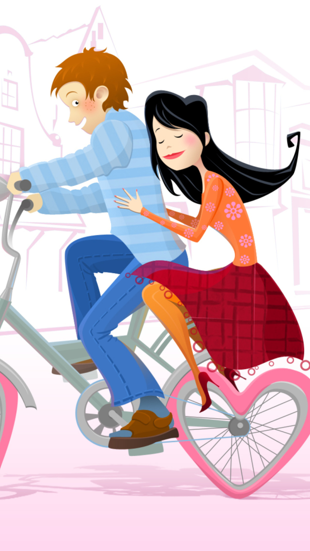 Couple On A Bicycle wallpaper 640x1136