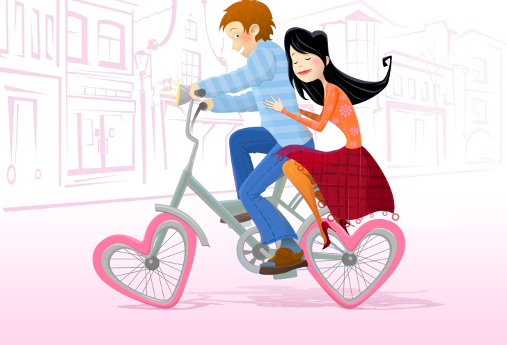 Обои Couple On A Bicycle