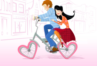 Couple On A Bicycle Background for Android, iPhone and iPad