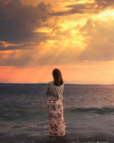 Girl And Stormy Sea wallpaper 128x160