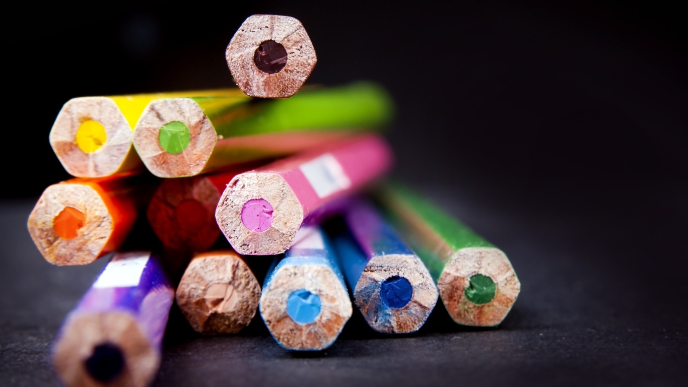 Bright Colorful Pencils wallpaper 1366x768