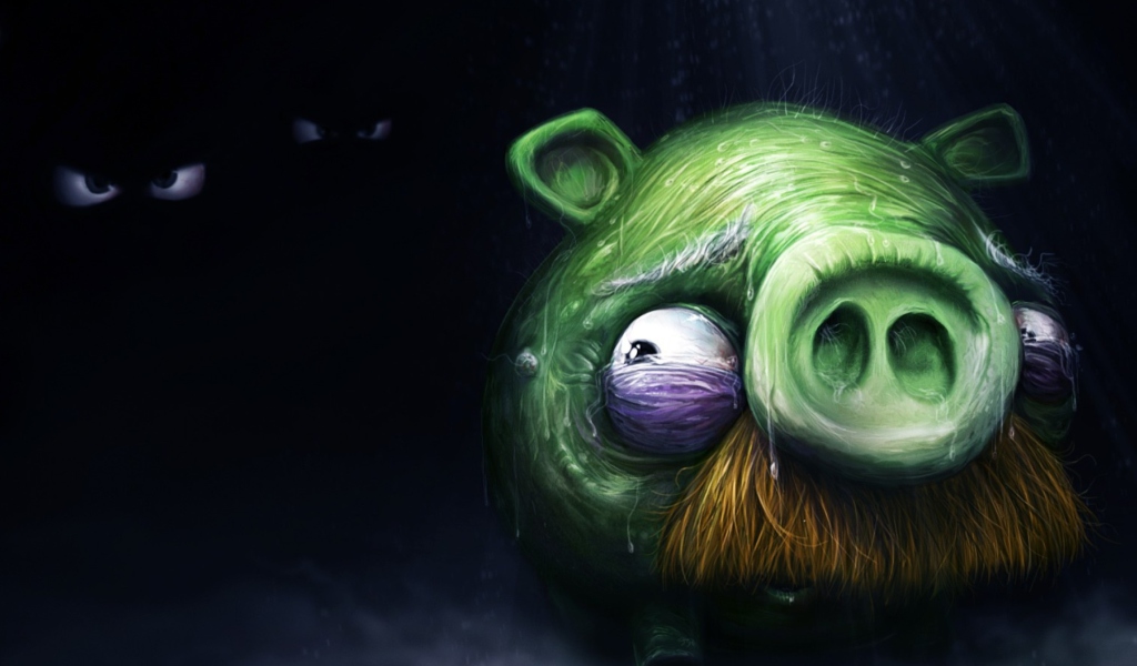 Angry Birds Alone Pig wallpaper 1024x600