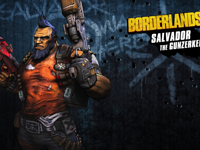 Обои Salvador the Gunzerker, Borderlands 2 640x480