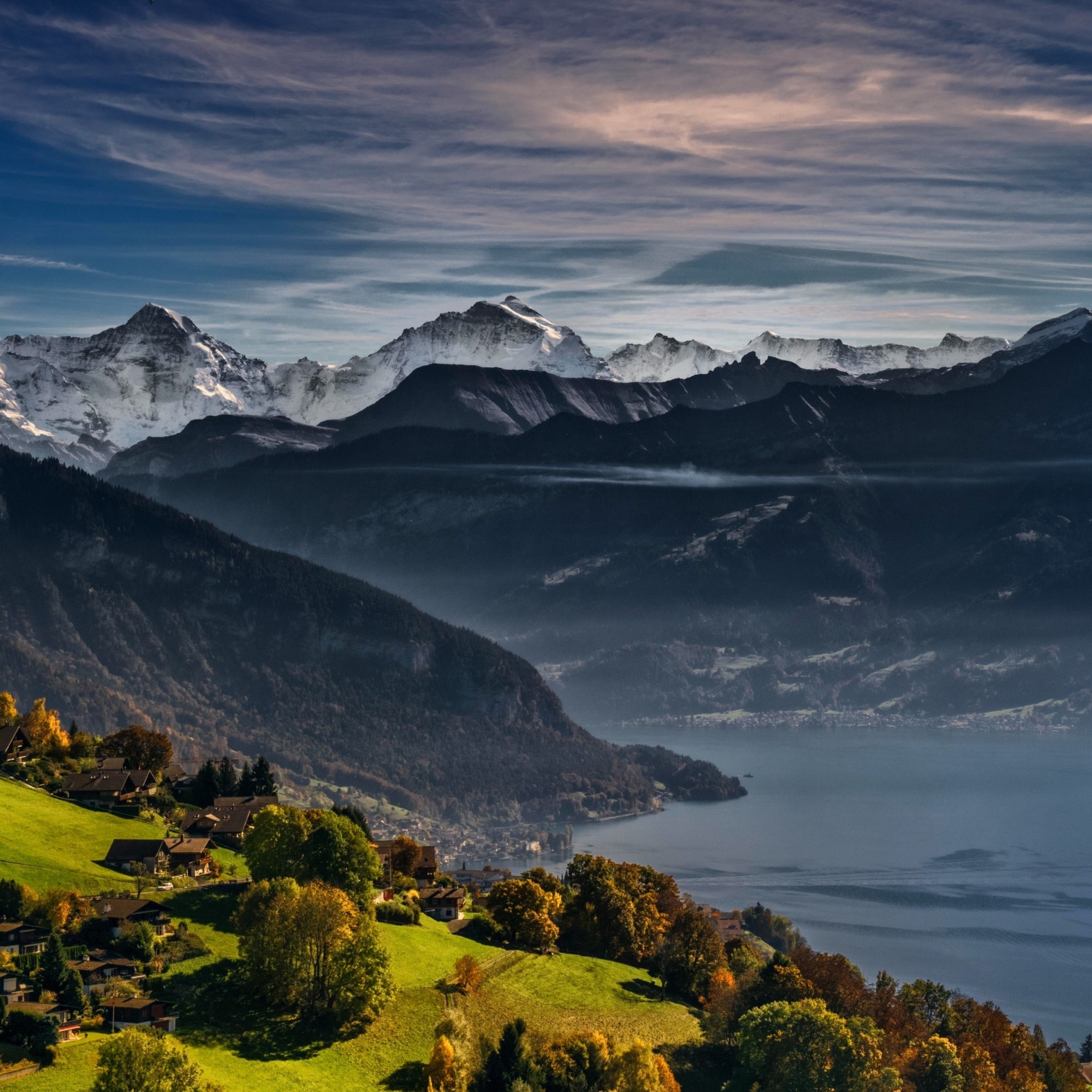 Обои Swiss Alps Panorama 2048x2048