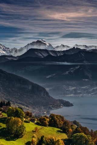 Fondo de pantalla Swiss Alps Panorama 320x480