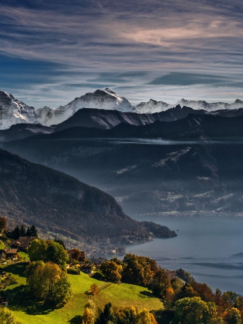 Обои Swiss Alps Panorama 480x640