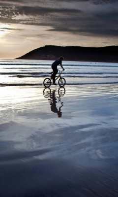 Beach Bike Ride wallpaper 240x400