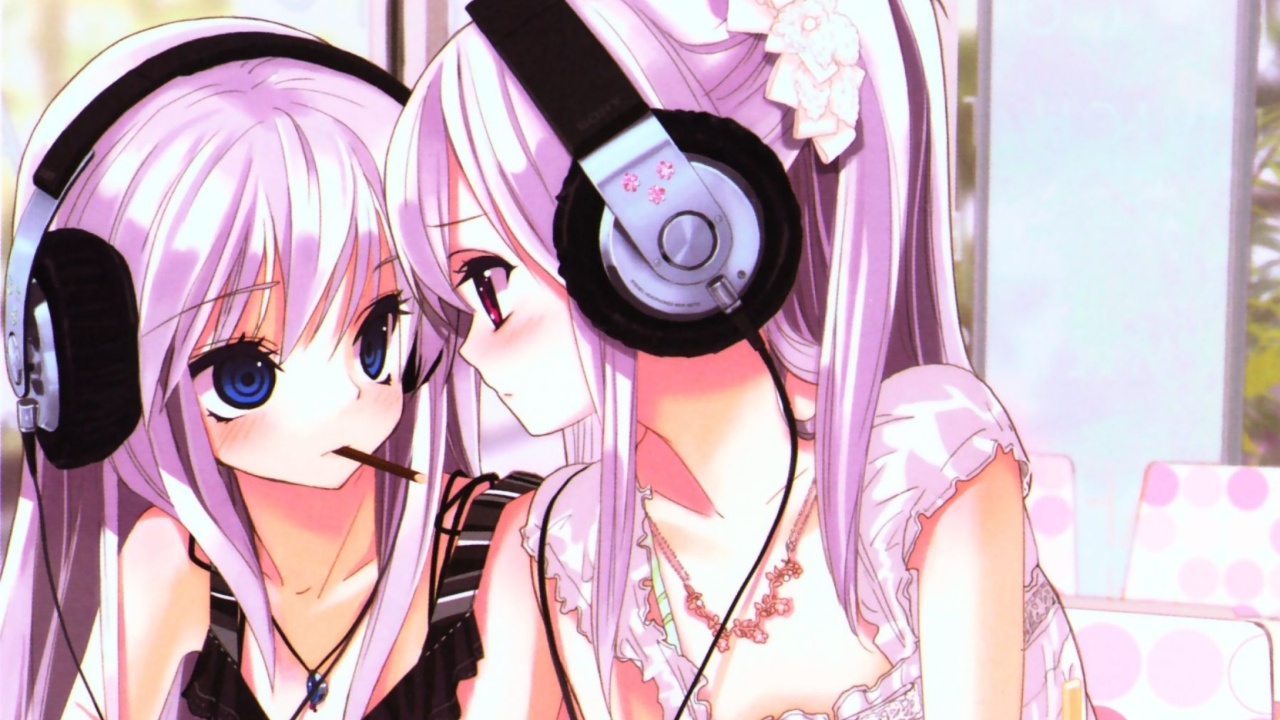 Обои Anime Girl in Headphones 1280x720