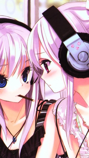 Das Anime Girl in Headphones Wallpaper 360x640