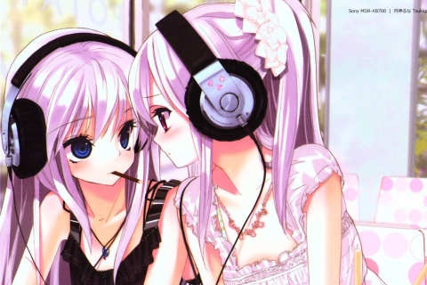 Обои Anime Girl in Headphones 480x320