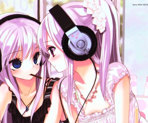 Screenshot №1 pro téma Anime Girl in Headphones 480x400