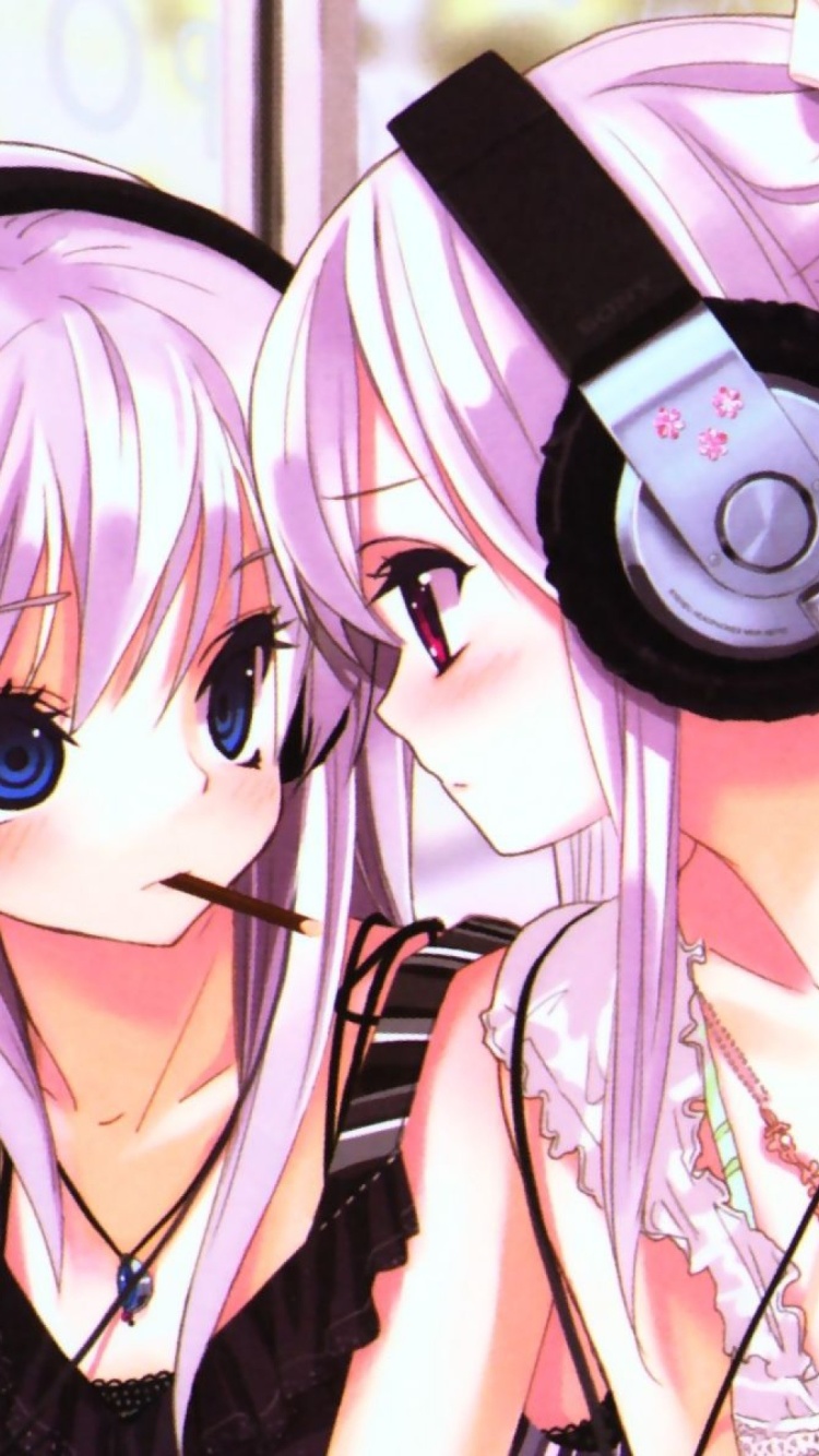 Sfondi Anime Girl in Headphones 750x1334