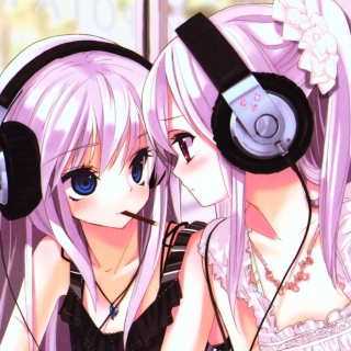 Anime Girl in Headphones Background for iPad
