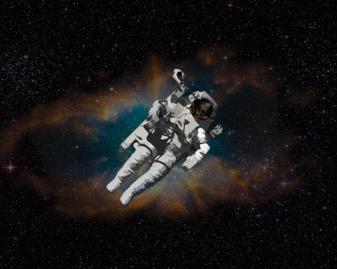 Das Skull Of Astronaut In Space Wallpaper 1280x1024