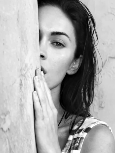 Megan Fox Black & White wallpaper 480x640