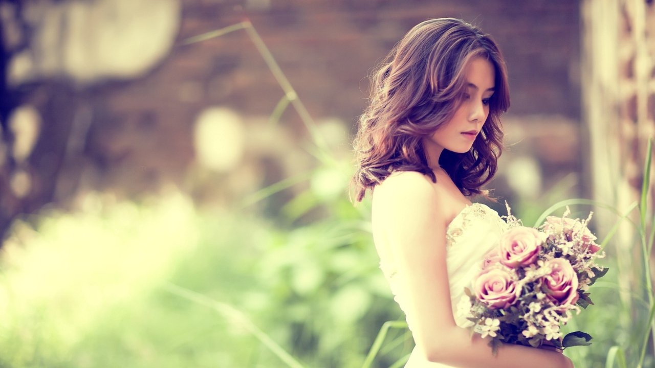 Das Bride With Bouquet Wallpaper 1280x720