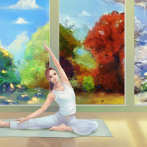 Fondo de pantalla Yoga Girl 208x208