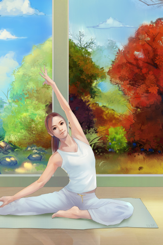 Das Yoga Girl Wallpaper 320x480