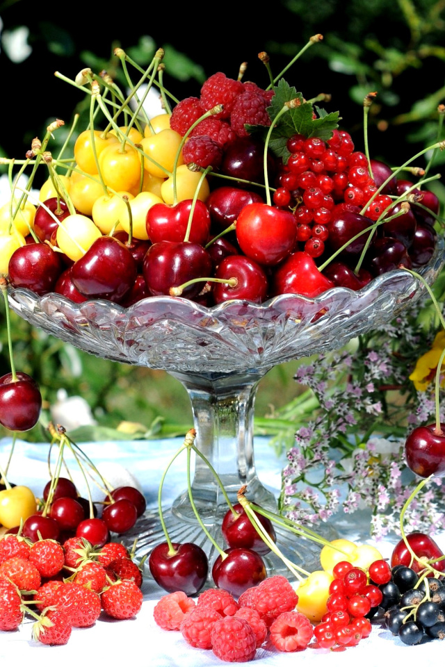 Summer berries and harvest wallpaper 640x960
