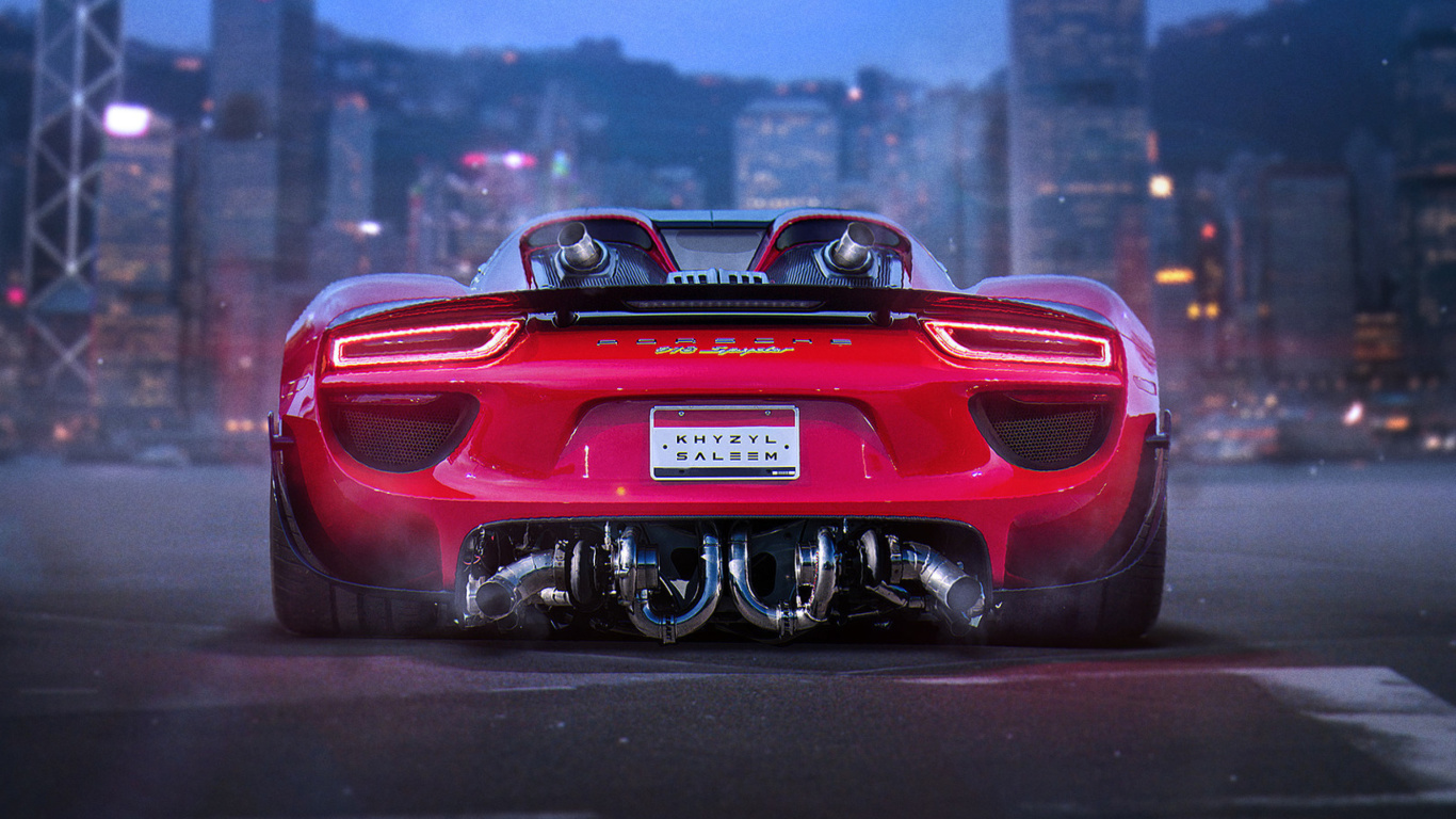 Sfondi Porsche 918 Spyder Red 1366x768