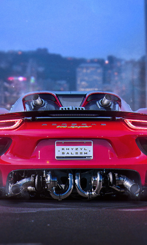 Fondo de pantalla Porsche 918 Spyder Red 480x800