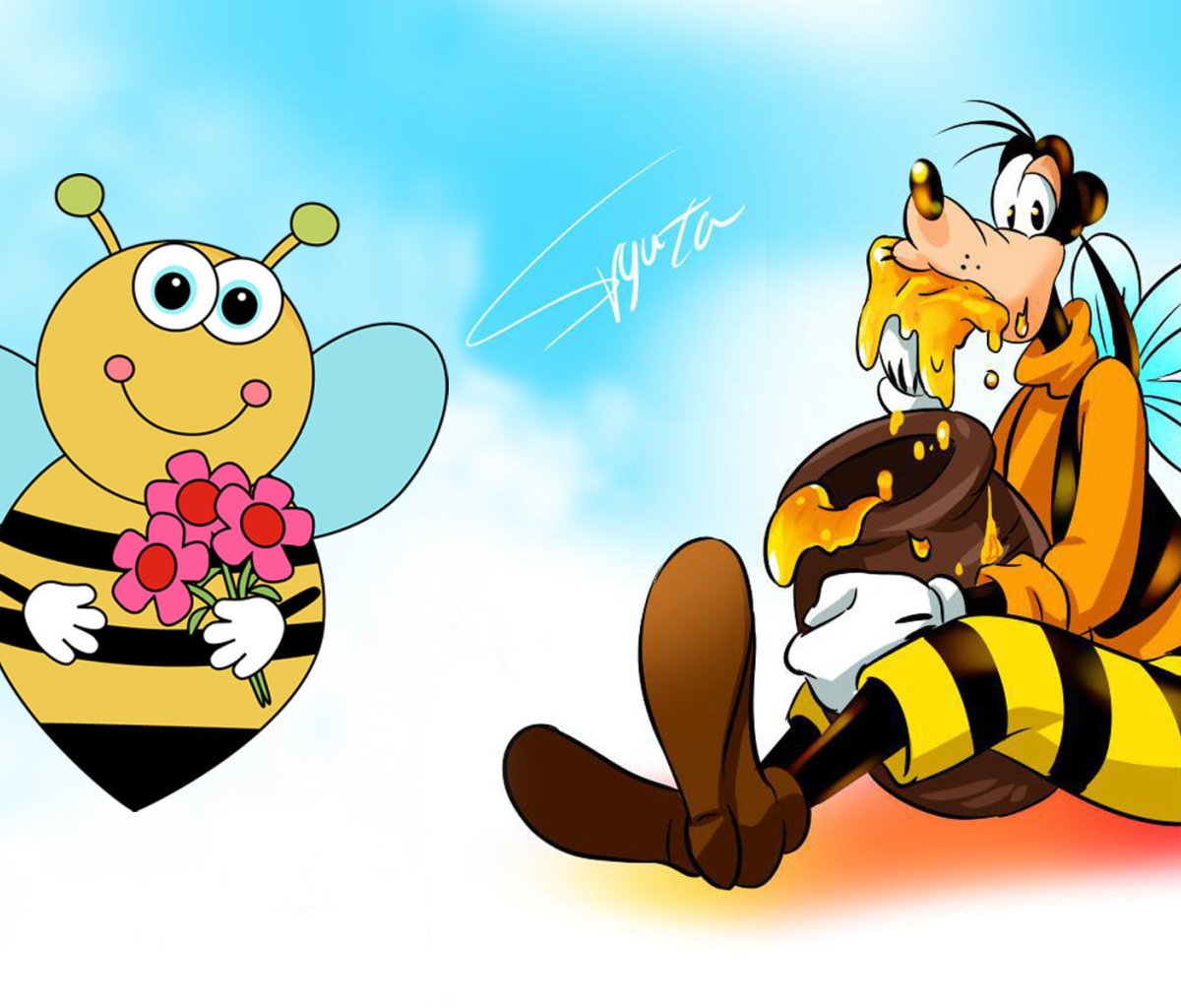 Das Goofy Bees Wallpaper 1200x1024