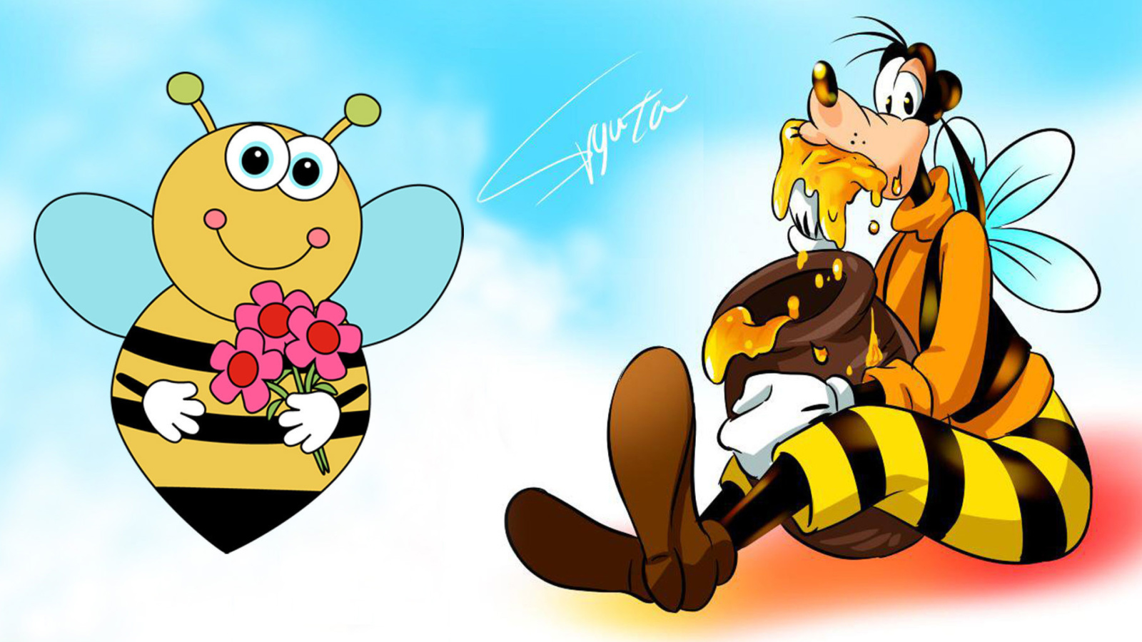 Das Goofy Bees Wallpaper 1600x900