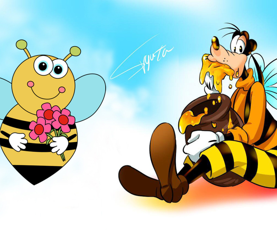 Das Goofy Bees Wallpaper 960x800