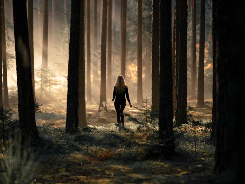 Girl In Forest wallpaper 1024x768