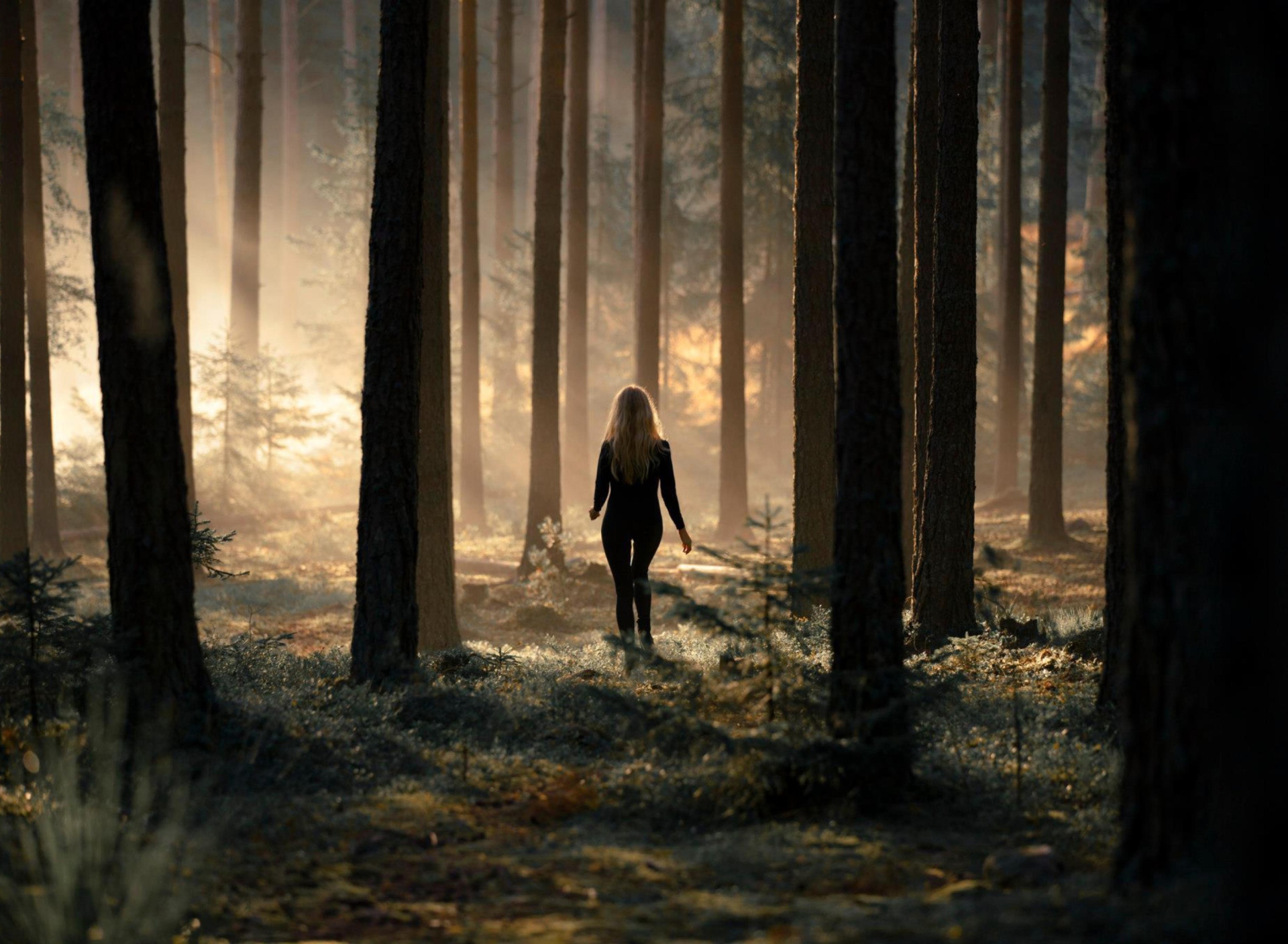 Girl In Forest wallpaper 1920x1408