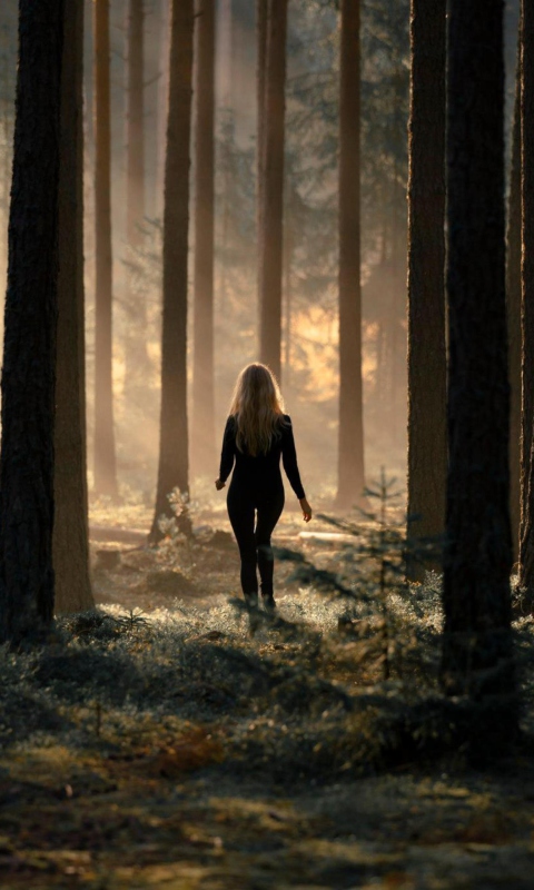 Girl In Forest wallpaper 480x800