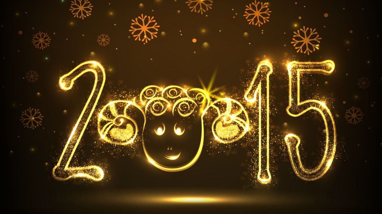 Das Golden Lights Happy New Year 2015 Wallpaper 1280x720