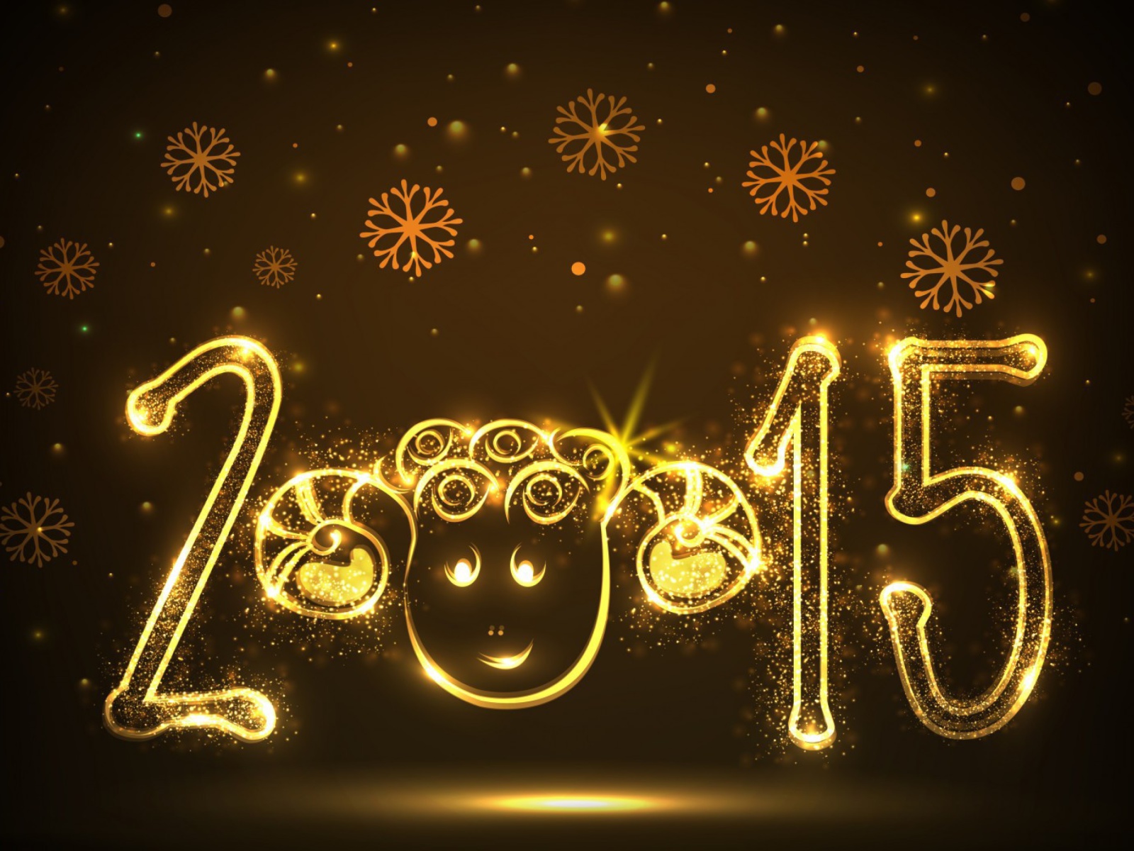 Golden Lights Happy New Year 2015 wallpaper 1600x1200
