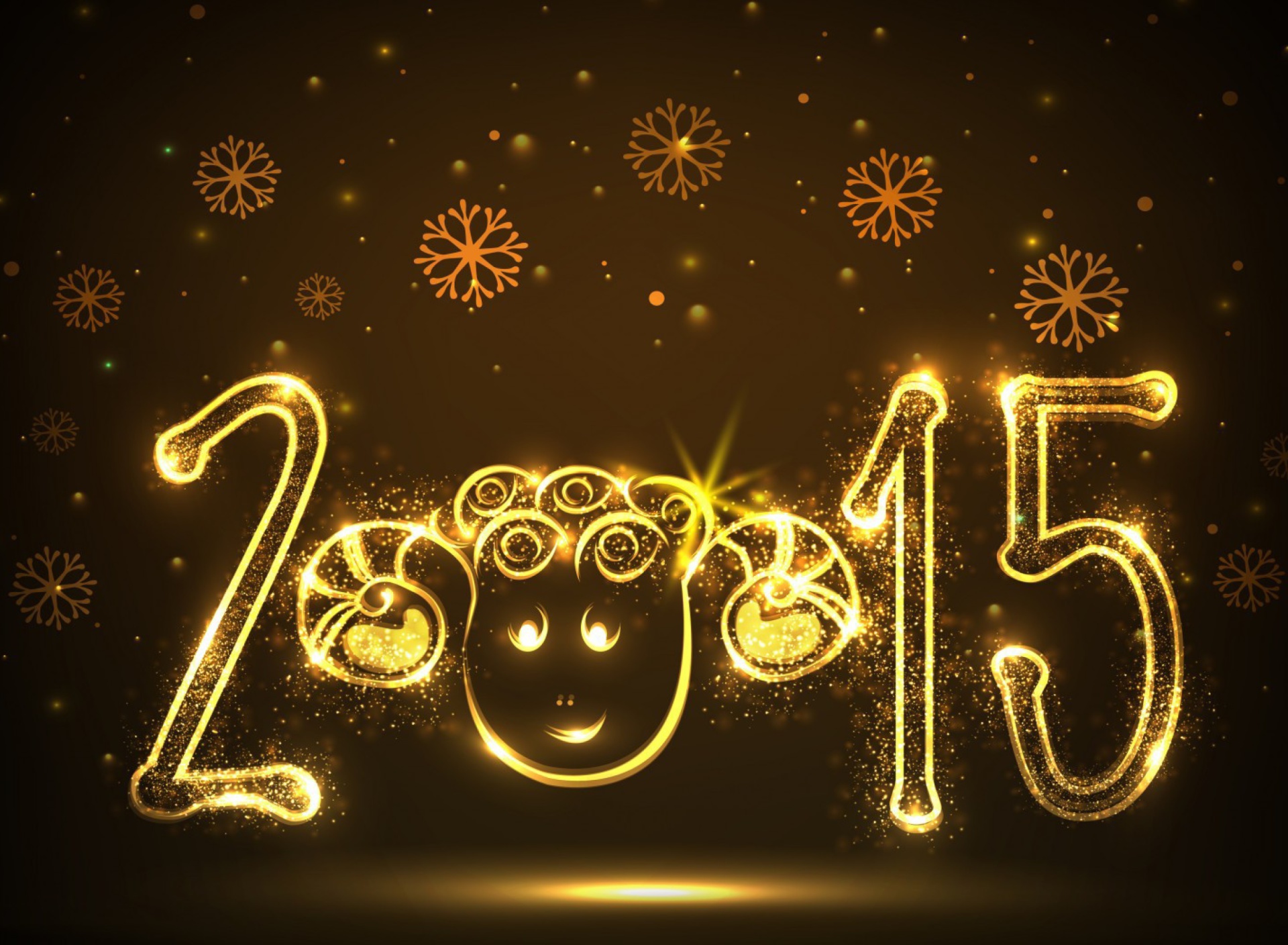 Golden Lights Happy New Year 2015 wallpaper 1920x1408