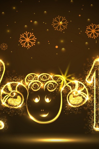 Golden Lights Happy New Year 2015 wallpaper 320x480