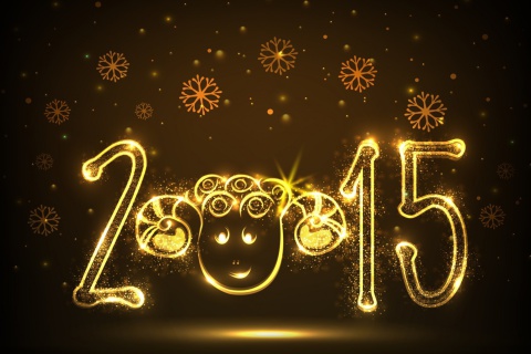 Das Golden Lights Happy New Year 2015 Wallpaper 480x320