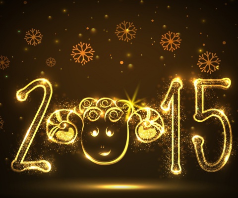 Golden Lights Happy New Year 2015 wallpaper 480x400