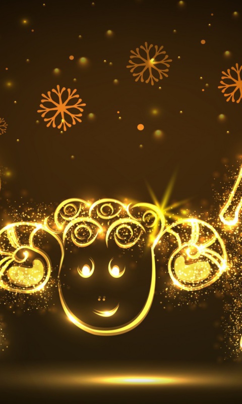 Das Golden Lights Happy New Year 2015 Wallpaper 480x800