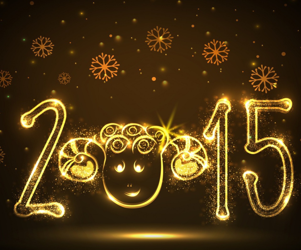 Das Golden Lights Happy New Year 2015 Wallpaper 960x800