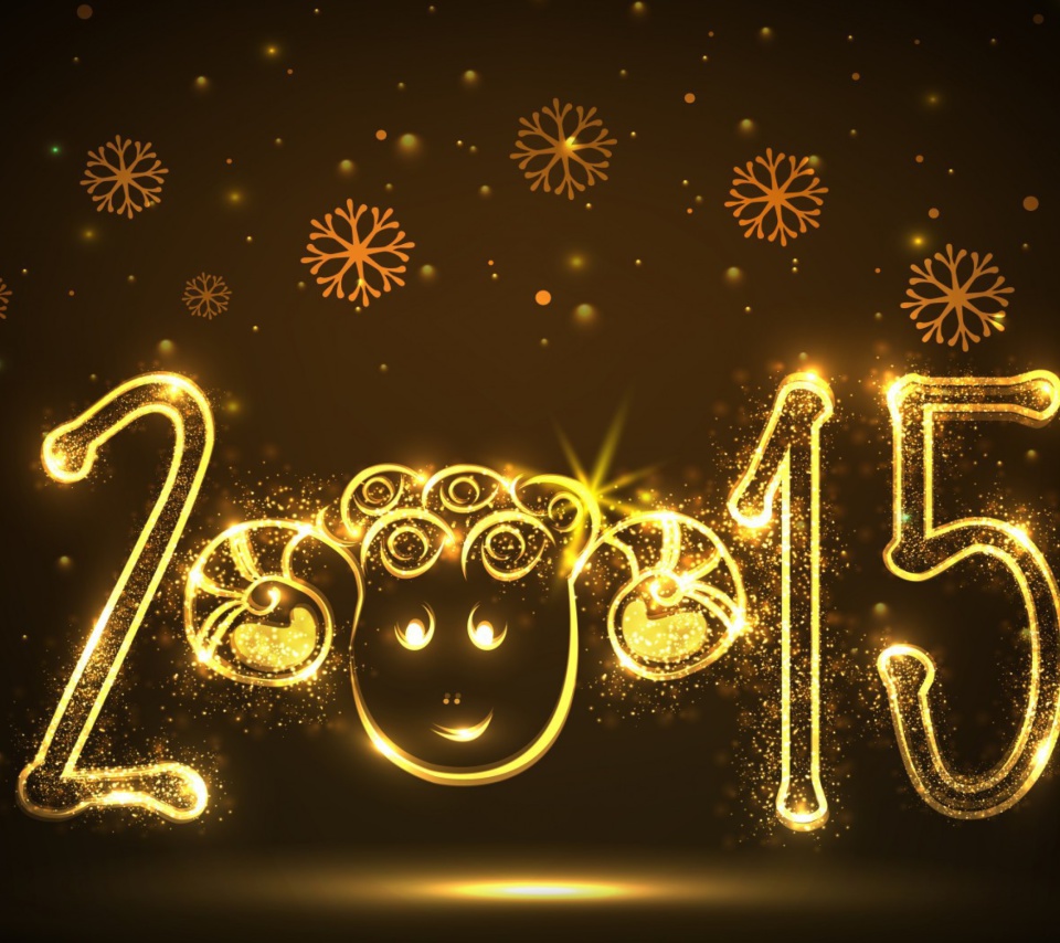 Das Golden Lights Happy New Year 2015 Wallpaper 960x854