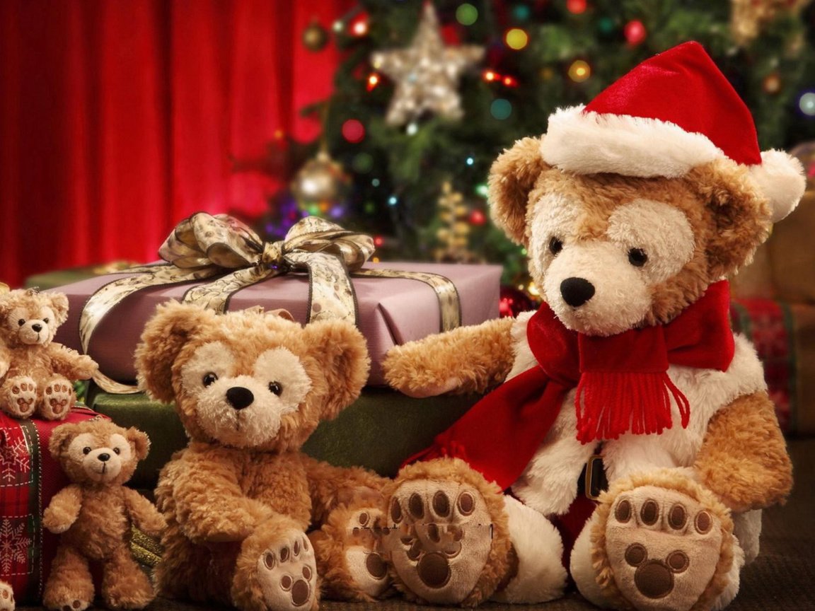 Обои Christmas Teddy Bears 1152x864