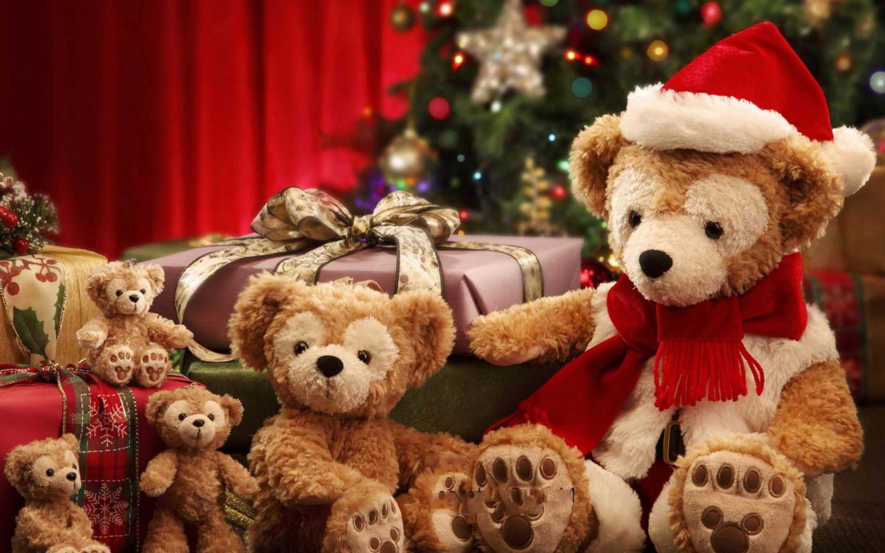 Das Christmas Teddy Bears Wallpaper 1280x800
