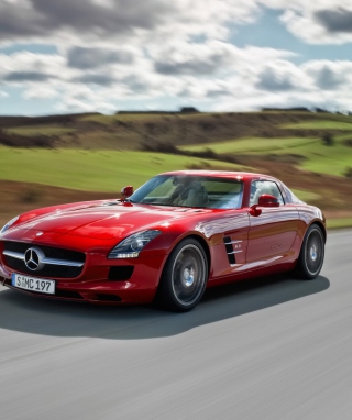 Red Mercedes Benz SLS AMG sfondi gratuiti per iPhone 6 Plus