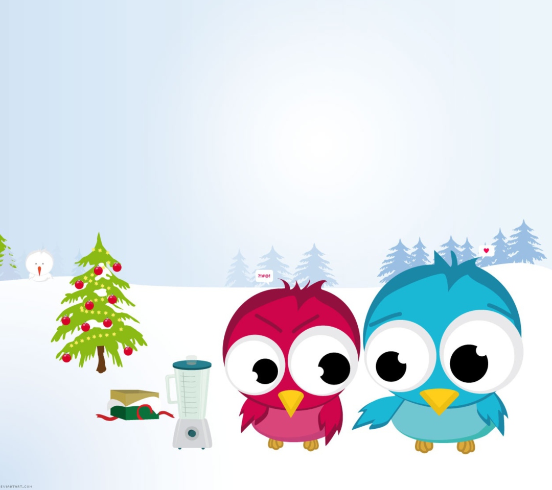 Обои Funny Christmas Birds 1080x960