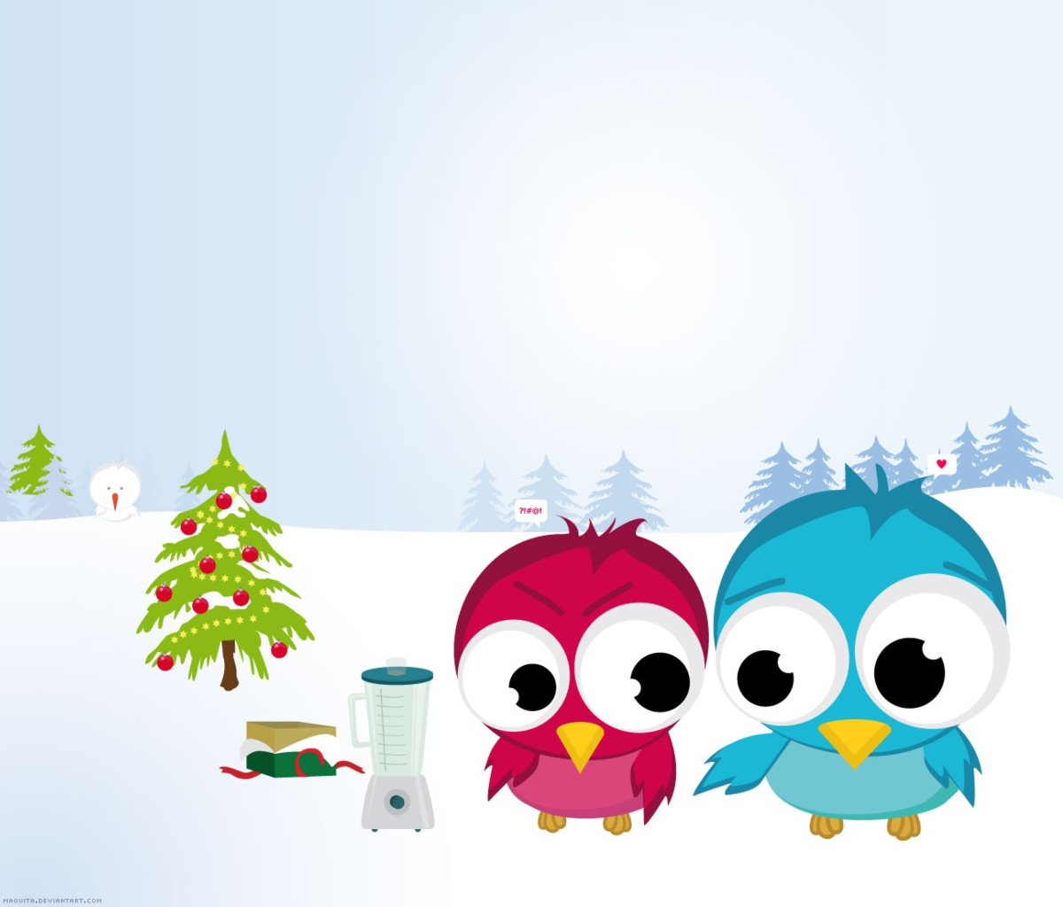 Fondo de pantalla Funny Christmas Birds 1200x1024