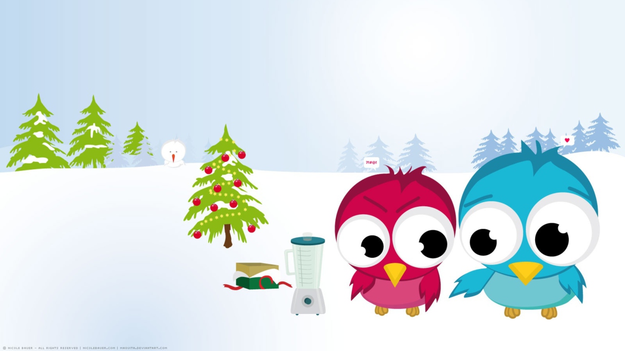 Обои Funny Christmas Birds 1280x720