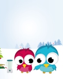 Sfondi Funny Christmas Birds 128x160