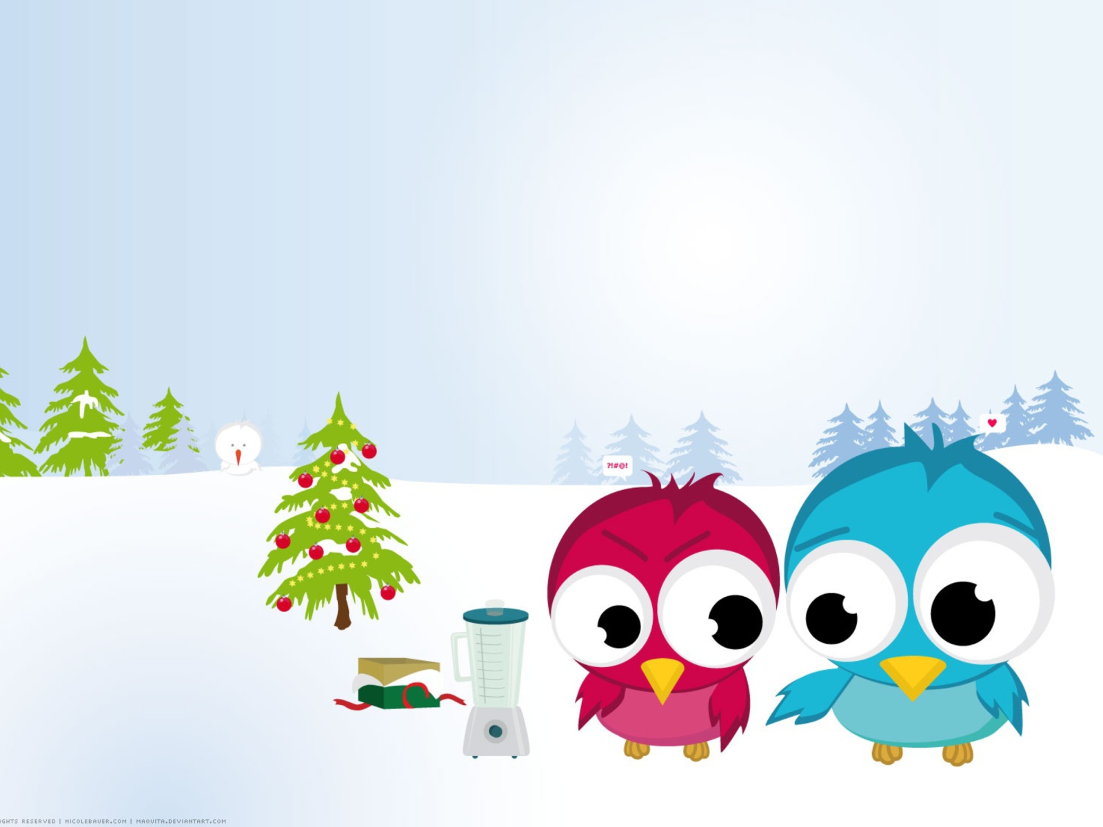 Sfondi Funny Christmas Birds 1600x1200