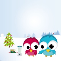 Das Funny Christmas Birds Wallpaper 208x208